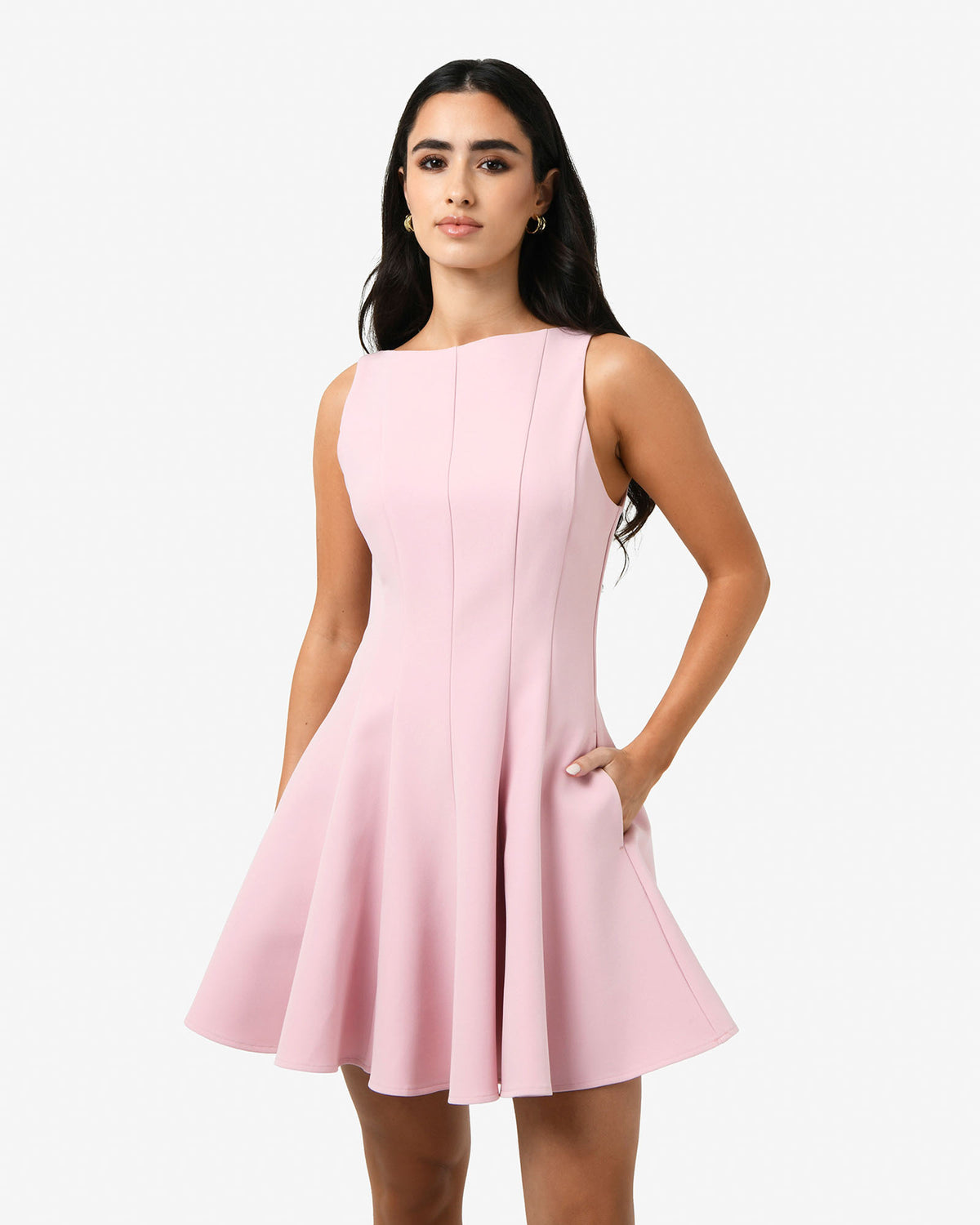 Sandy Panel Mini Dress in pink — close-up view