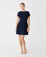 Hannah Tailored Mini Dress in navy — full-length view