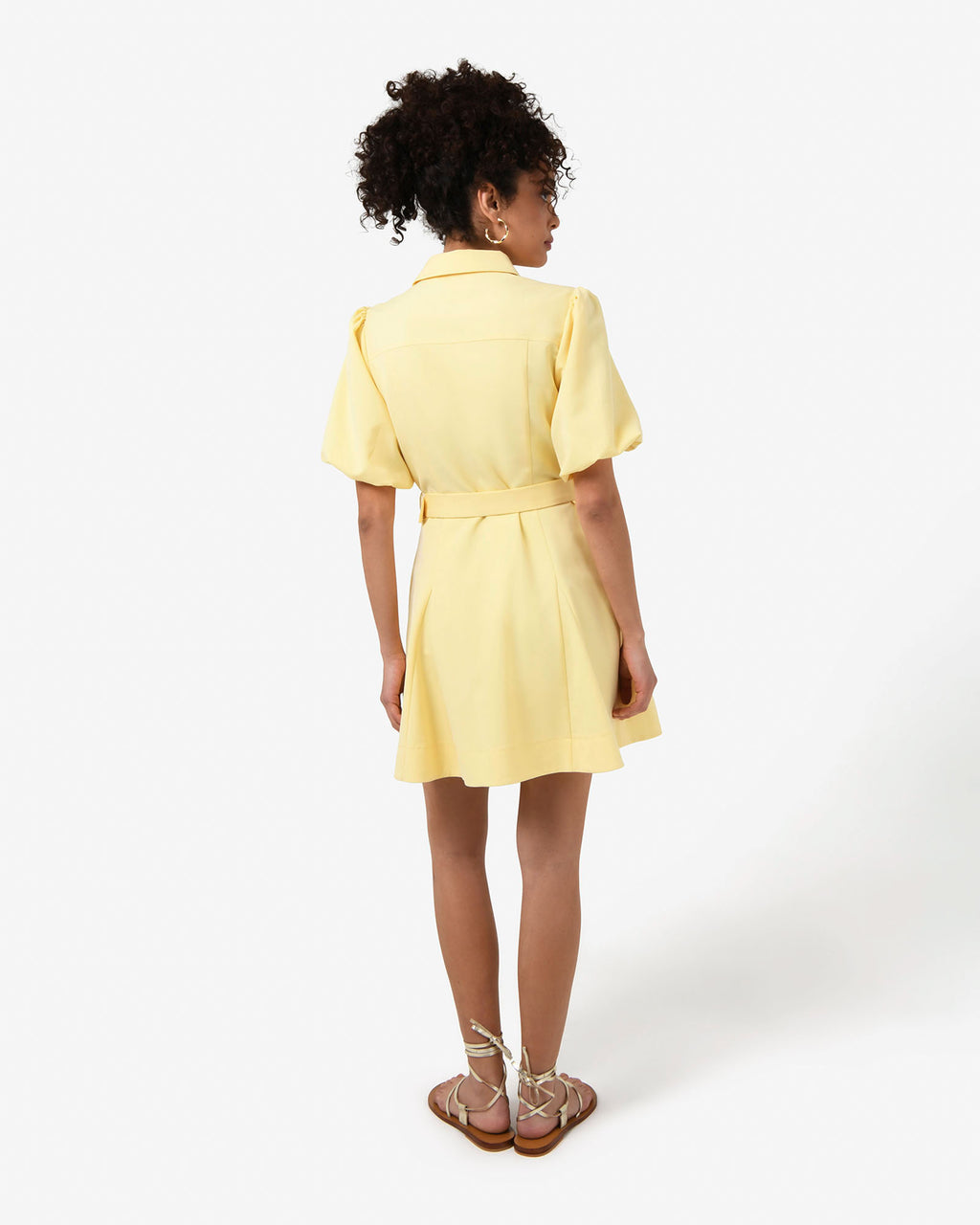 Amera Belted Mini Dress in banana — back view