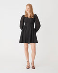 Paloma V-Neck Mini Dress in black — full-length view