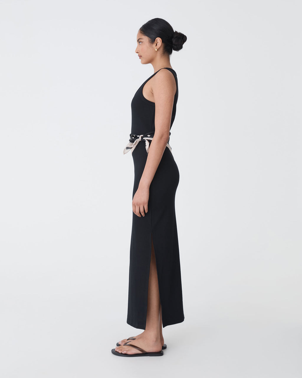 Devin Cotton Knit Dress in black — side view