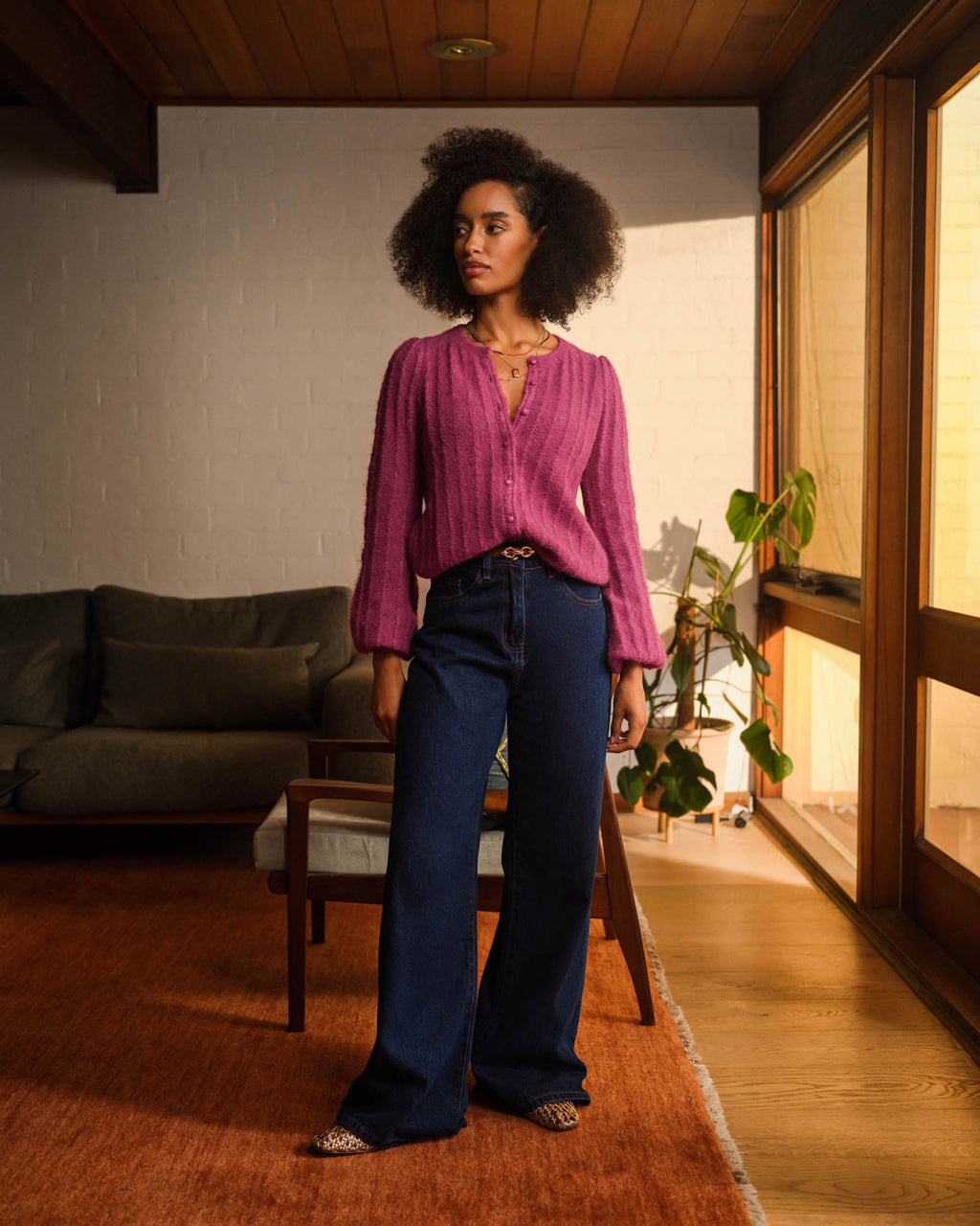 Carmen Wide Leg Jeans in indigo blue — alternate view