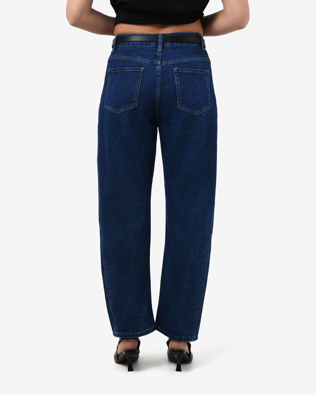 Bondi Barrel Leg Jeans in classic blue — back view