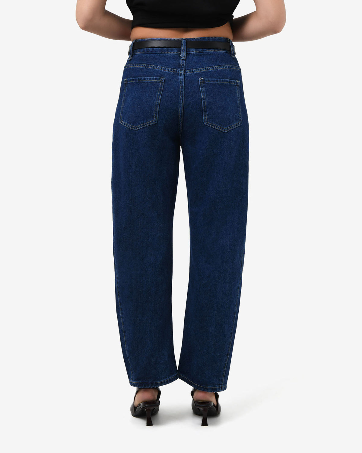Bondi Barrel Leg Jeans in classic blue — back view
