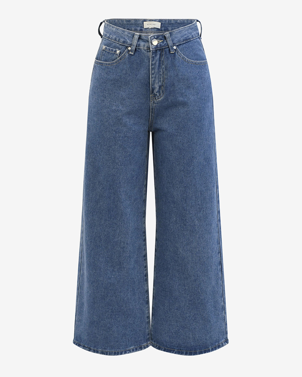 Windsor Cropped Wide Leg Jeans in mid wash blue — product-only view
