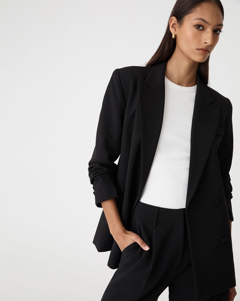Nikki Double Breasted Blazer in black — side view