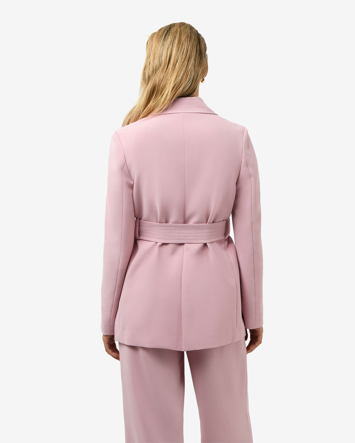 Rumy Double Breasted Blazer in pink — back view
