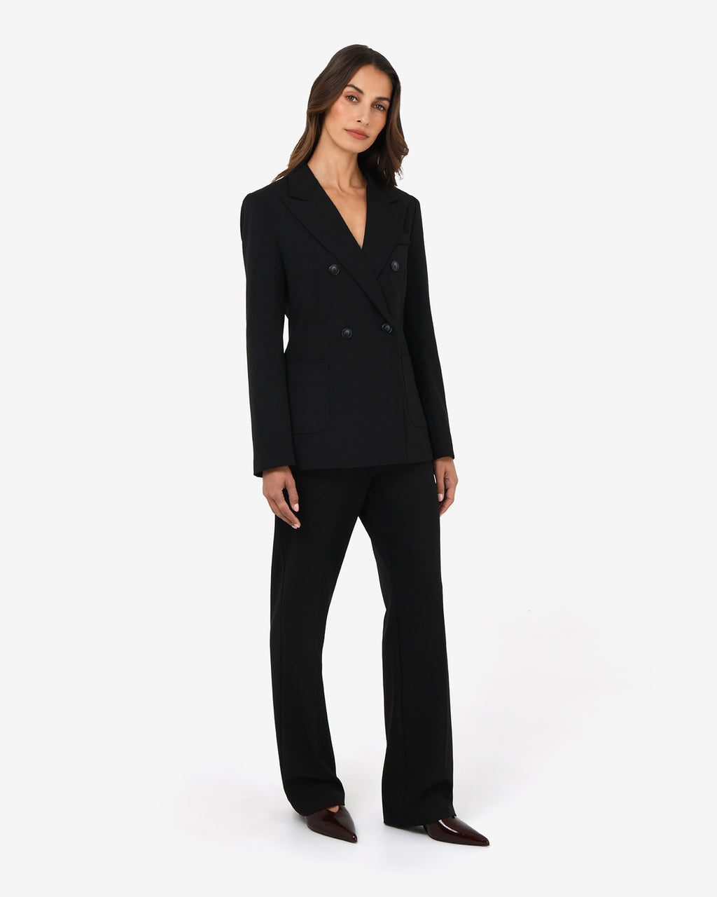 Merid Double Breasted Blazer in black — side view