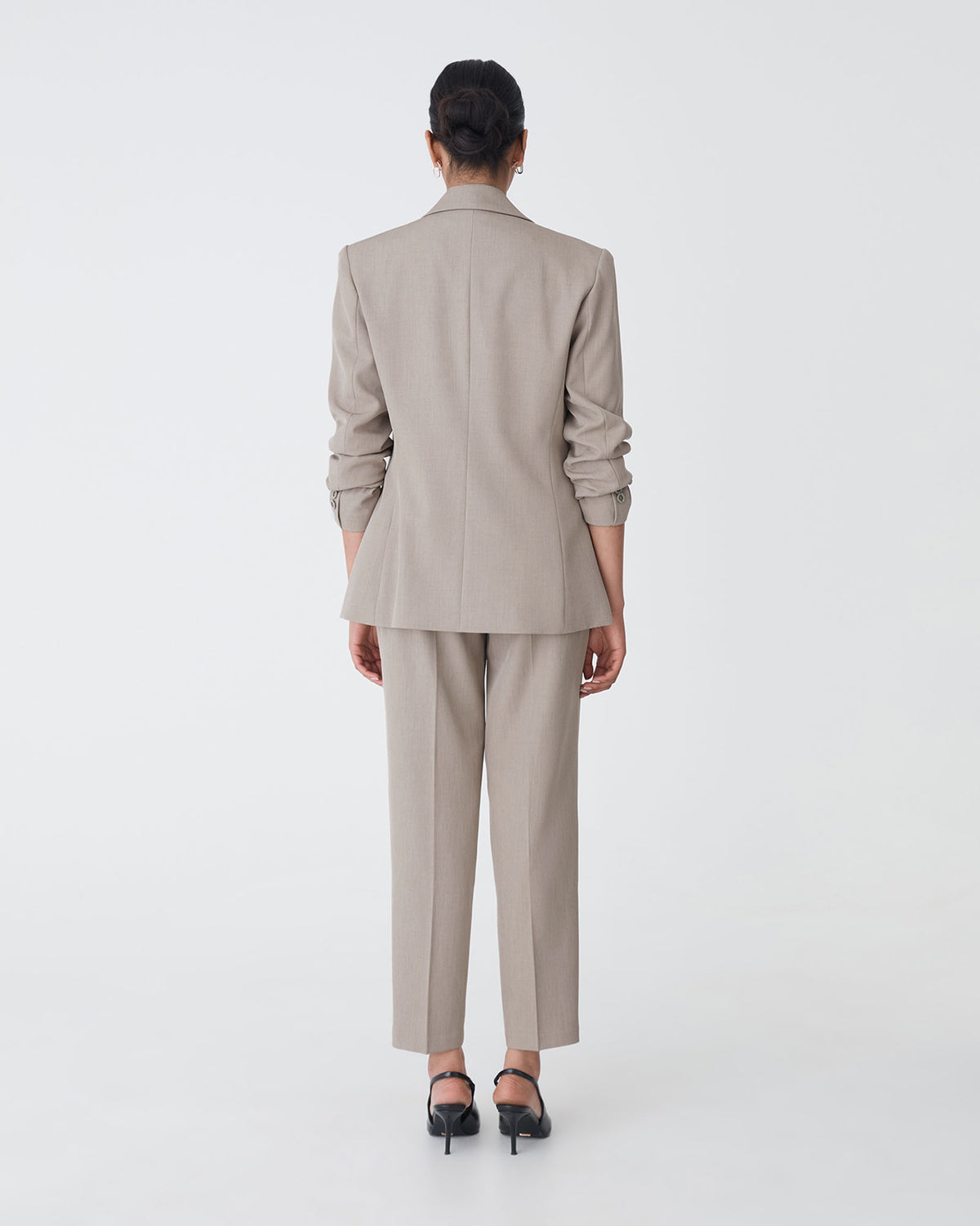 Mila Single Breasted Blazer in fawn — back view