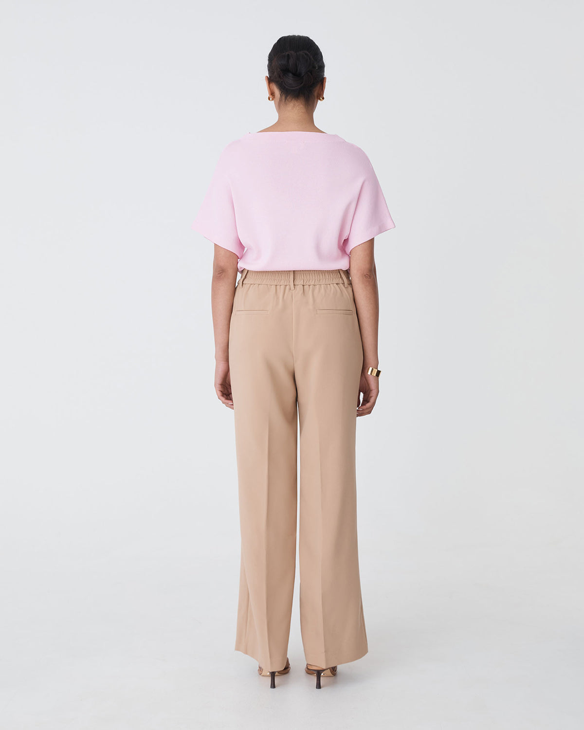 Jemma Relaxed Knit Top in pink — back view