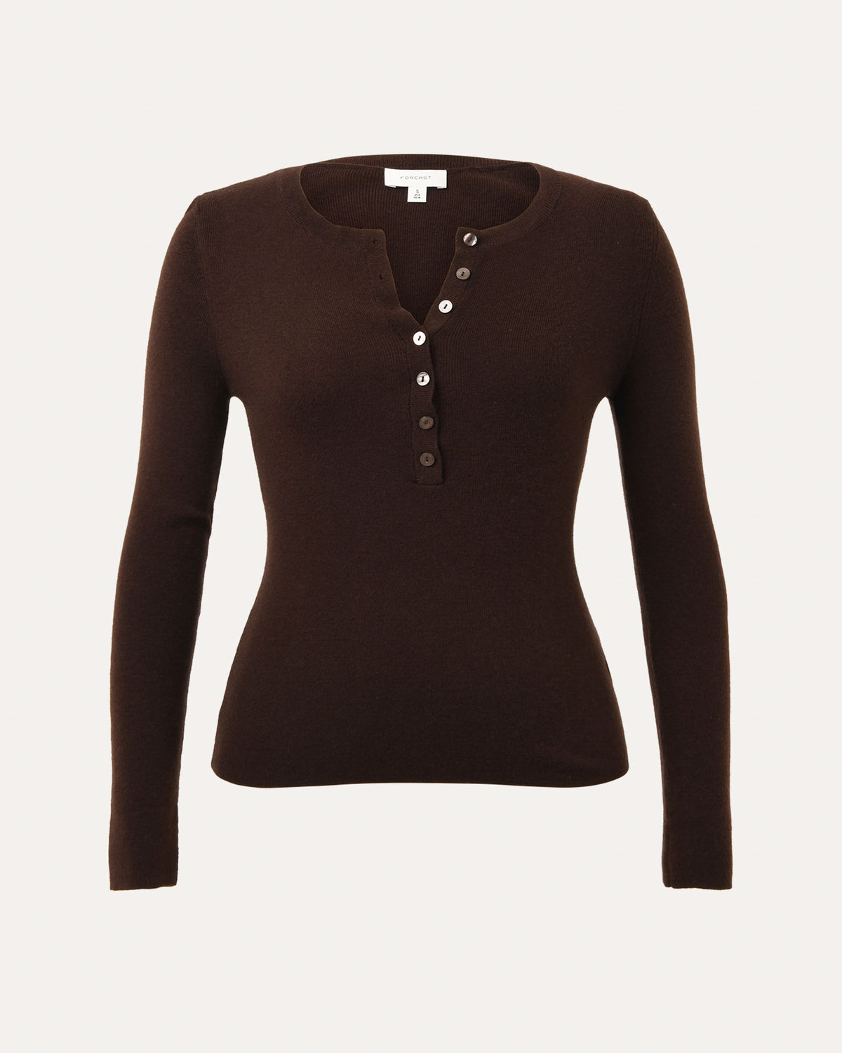 Henley Button Up Knit in chocolate — product-only view