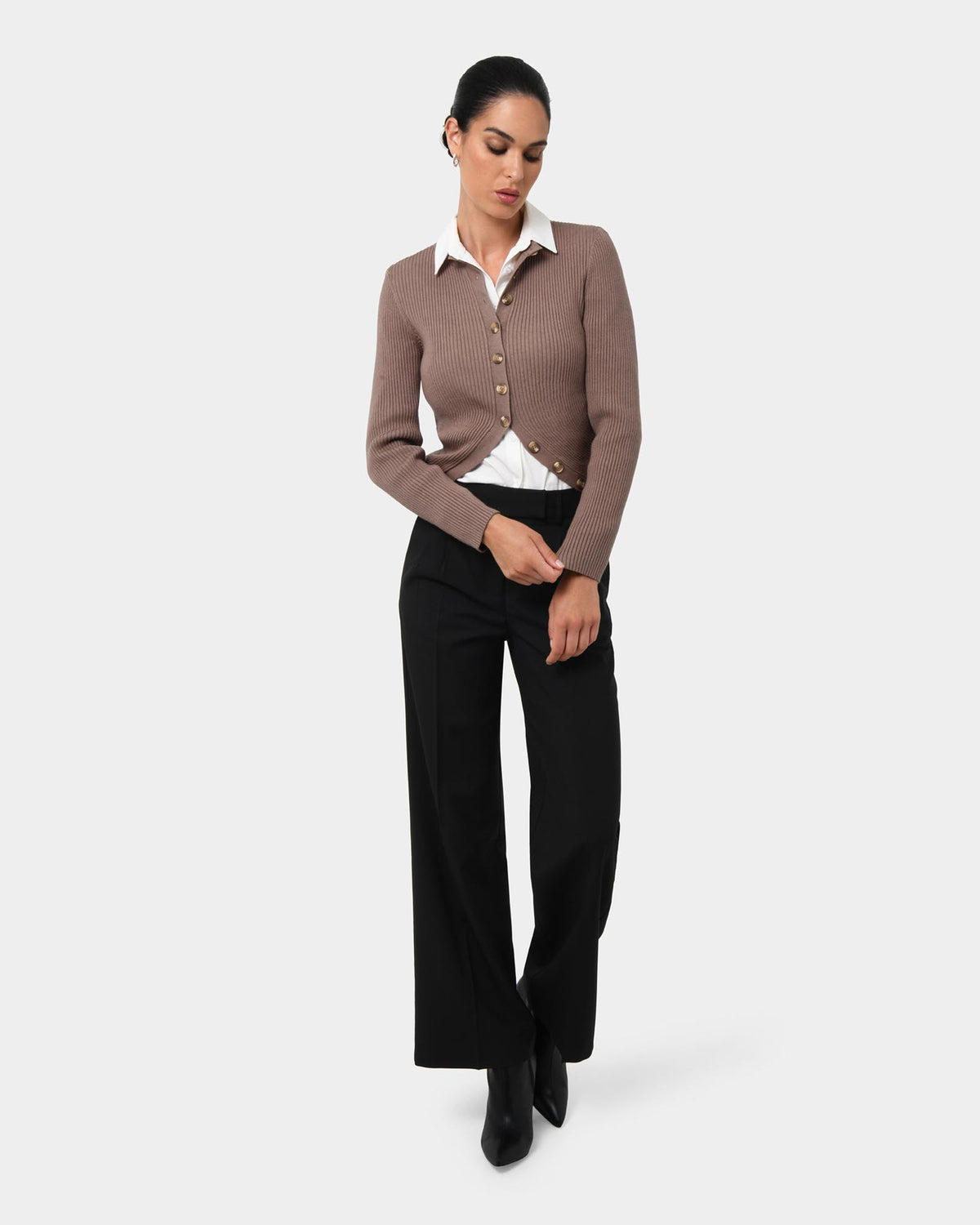 Abaya Button Crop Knit