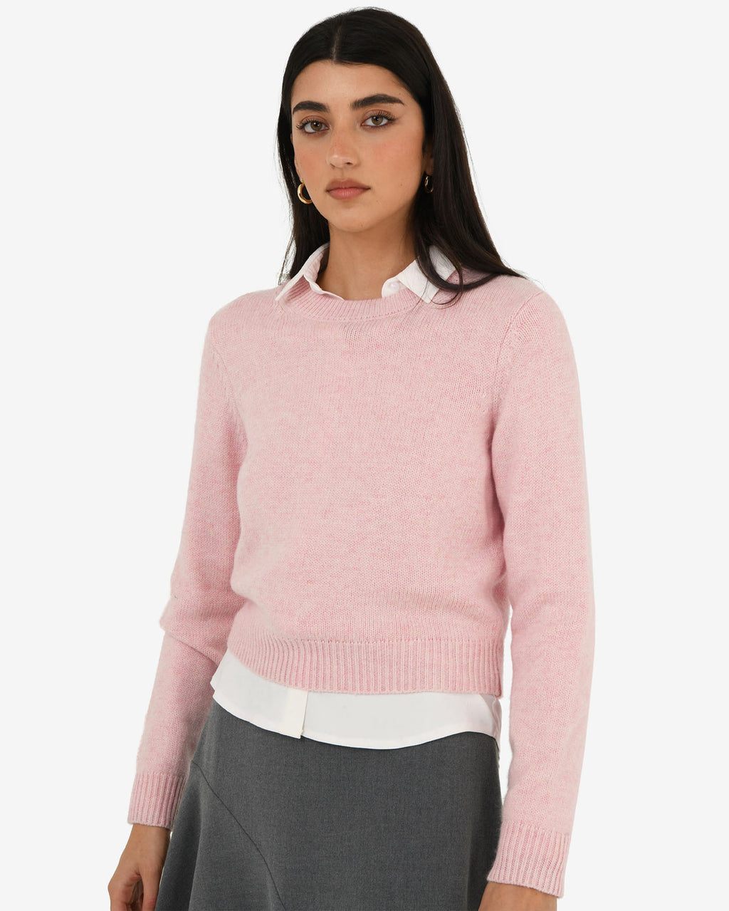 Hayes Wool Blend Jumper in pastel pink — close-up view