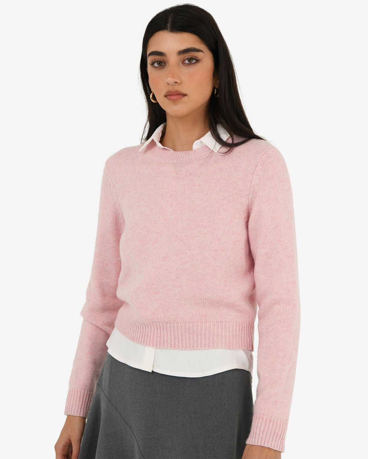 Hayes Wool Blend Jumper in pastel pink — close-up view