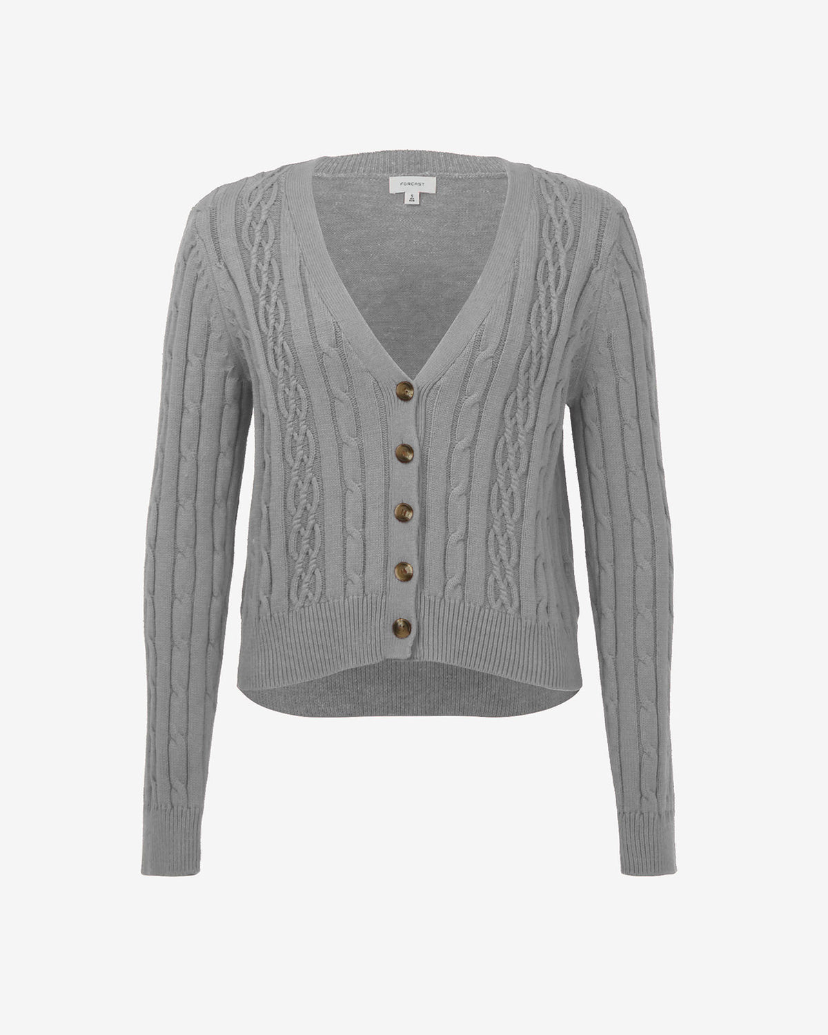 Rhodes Cable Knit Cardigan in grey — product-only view