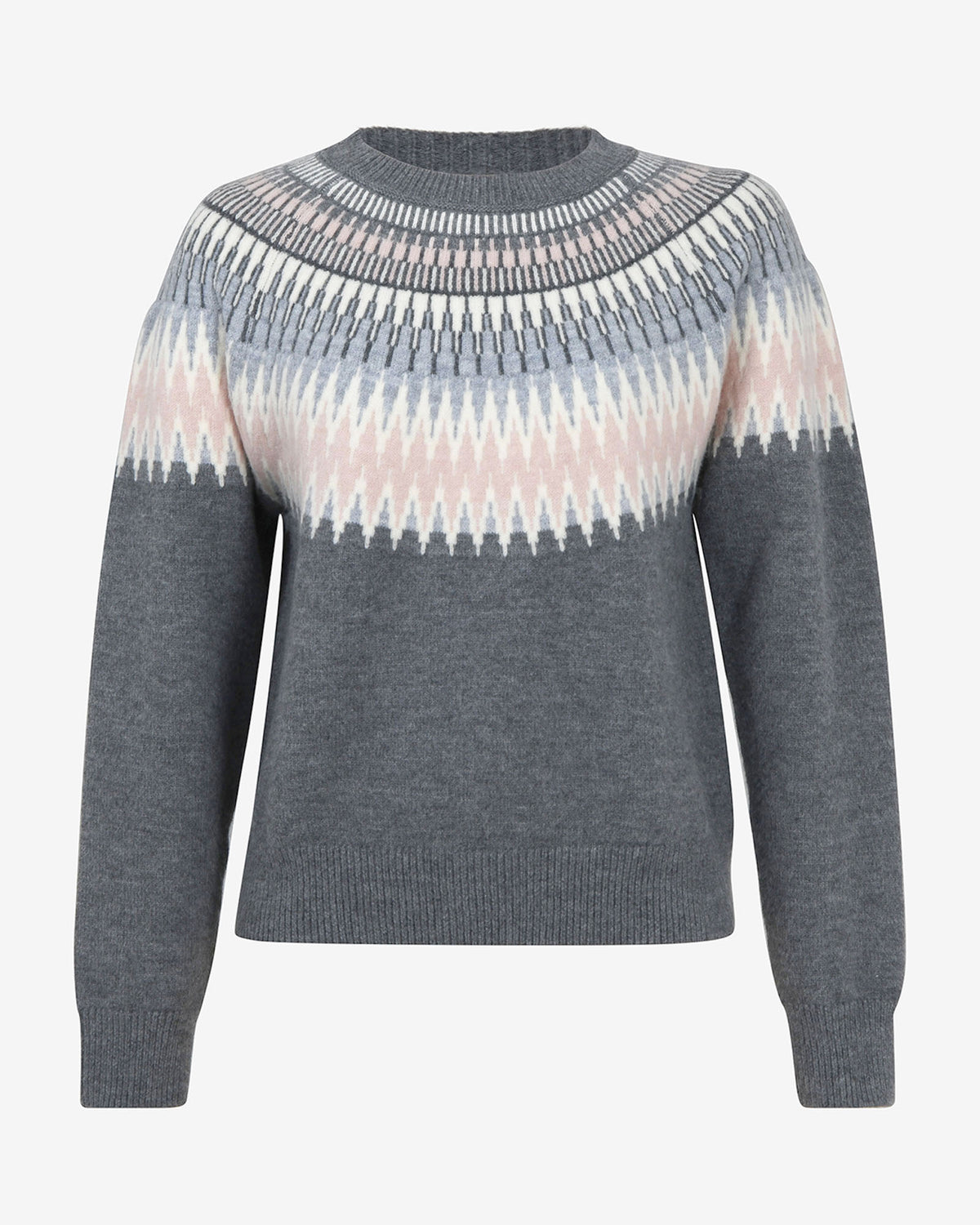 Natasha Fair Isle Sweater in pink charcoal — product-only view