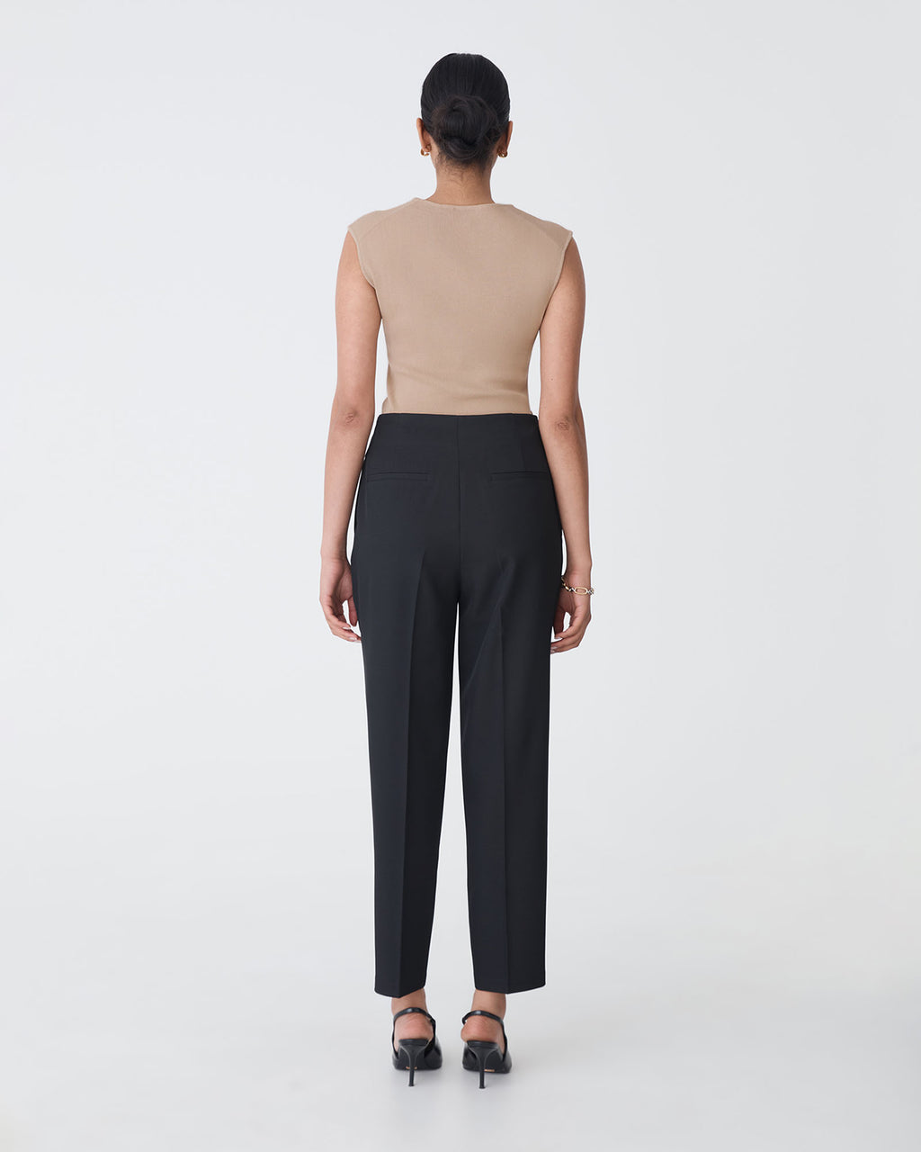Kingsley Knit Top in camel — back view