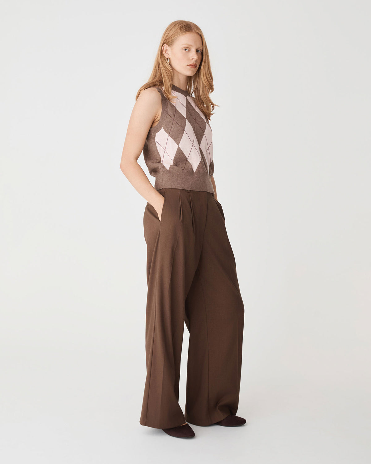 Jacinta Argyle Knit Vest in neapolitan — side view
