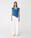 Galina Ruched Lyocell Knit in cobalt — full-length view