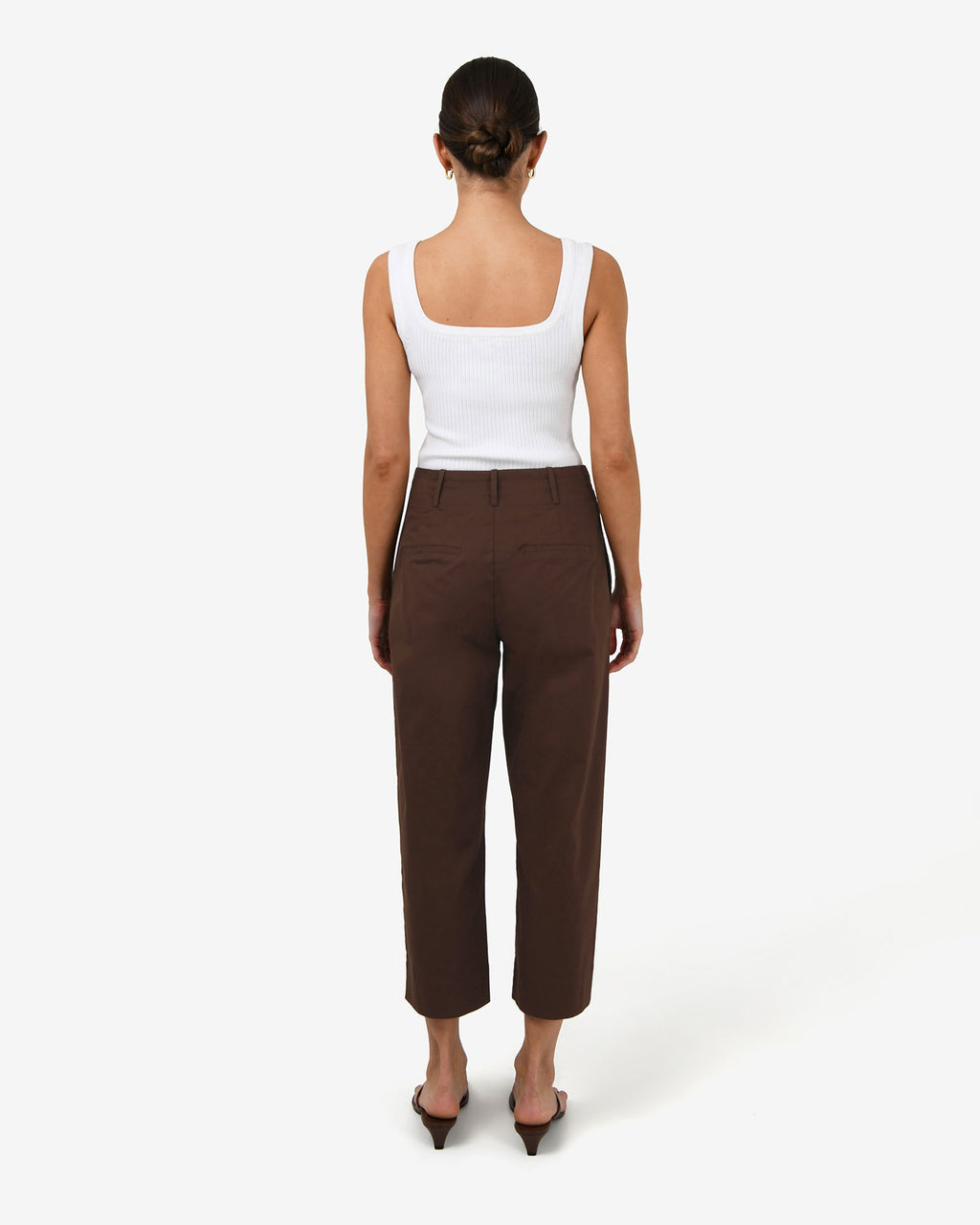 Dallas Barrel Leg Pants in coffee — back view