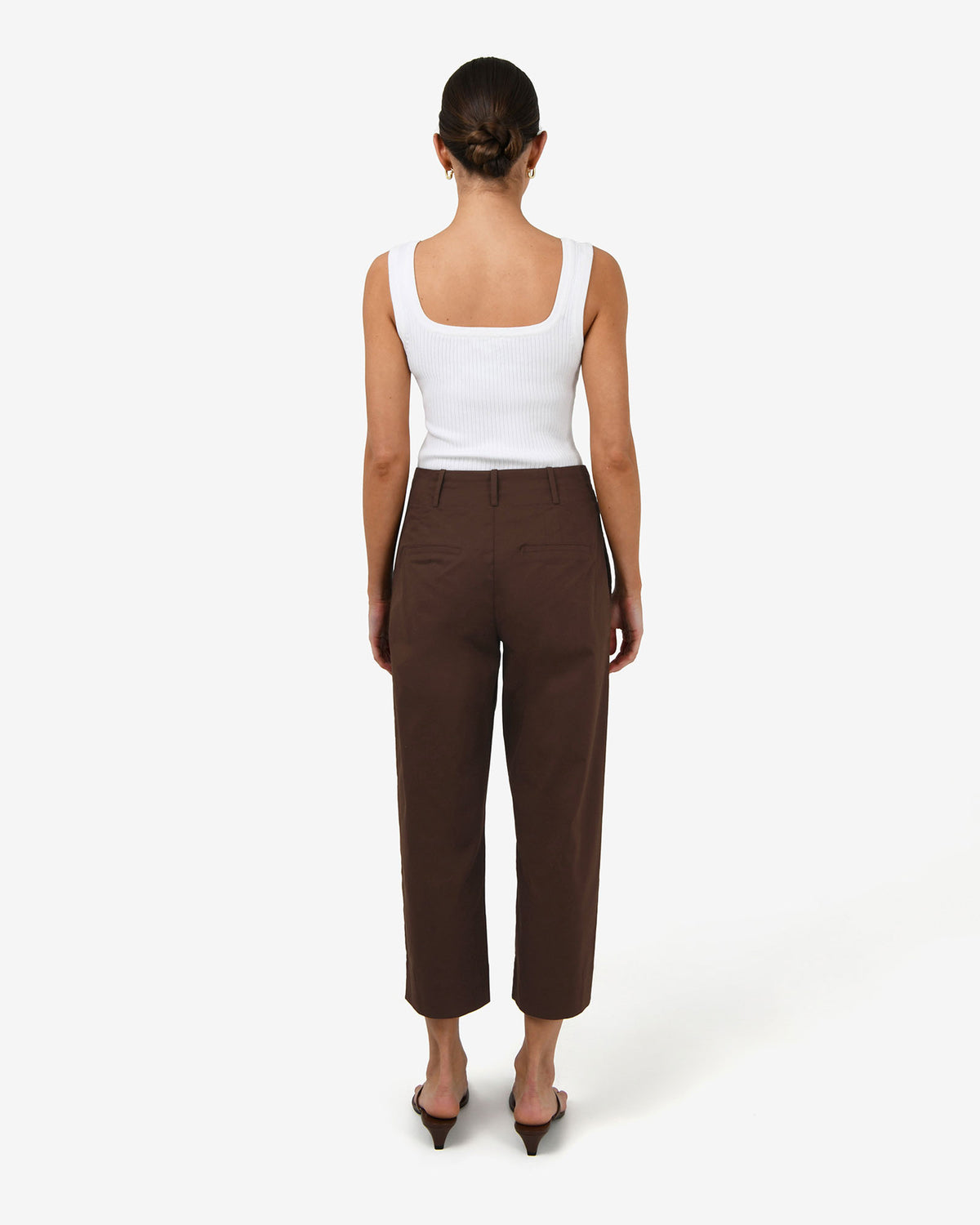 Dallas Barrel Leg Pants in coffee — back view