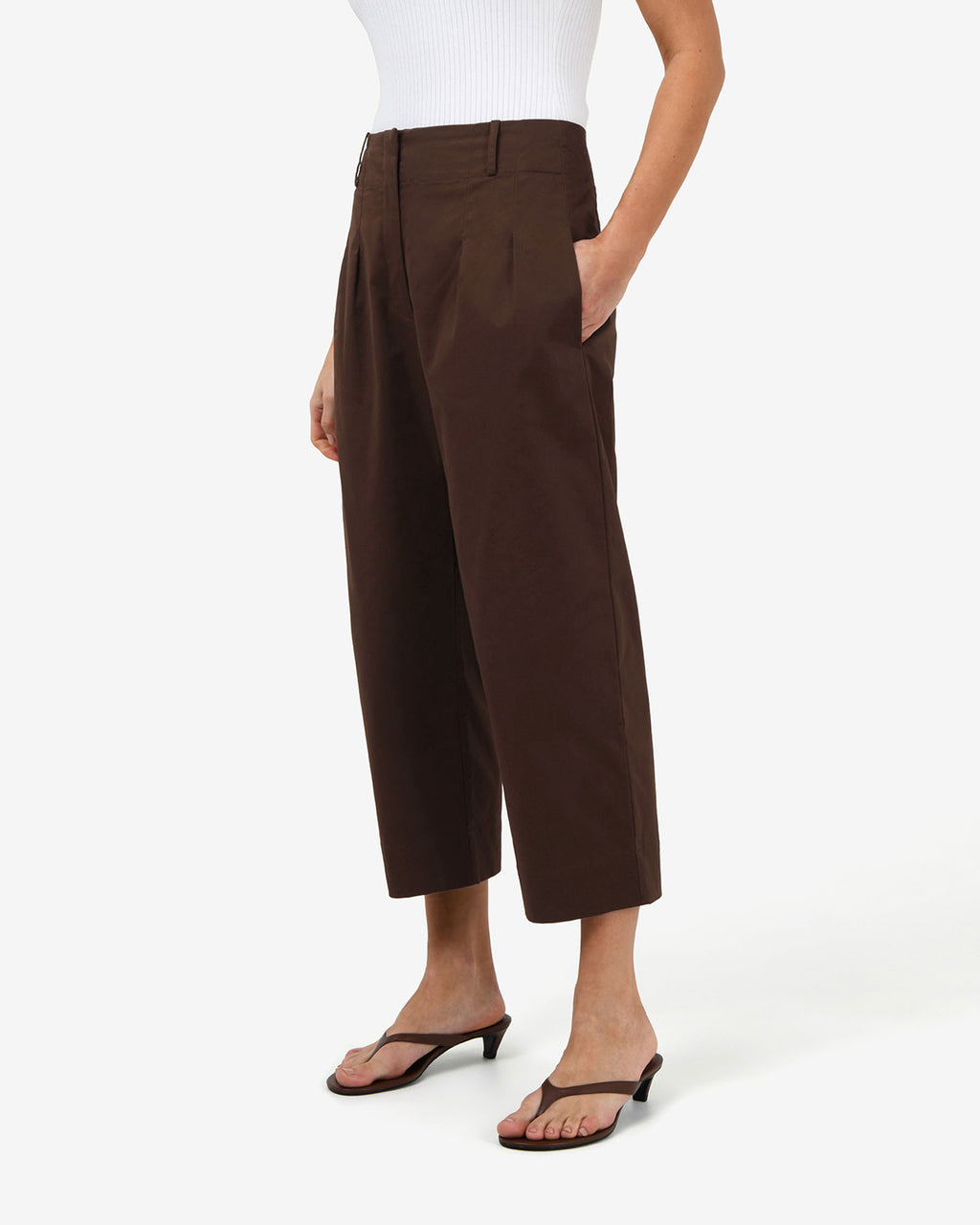 Dallas Barrel Leg Pants in coffee — side view