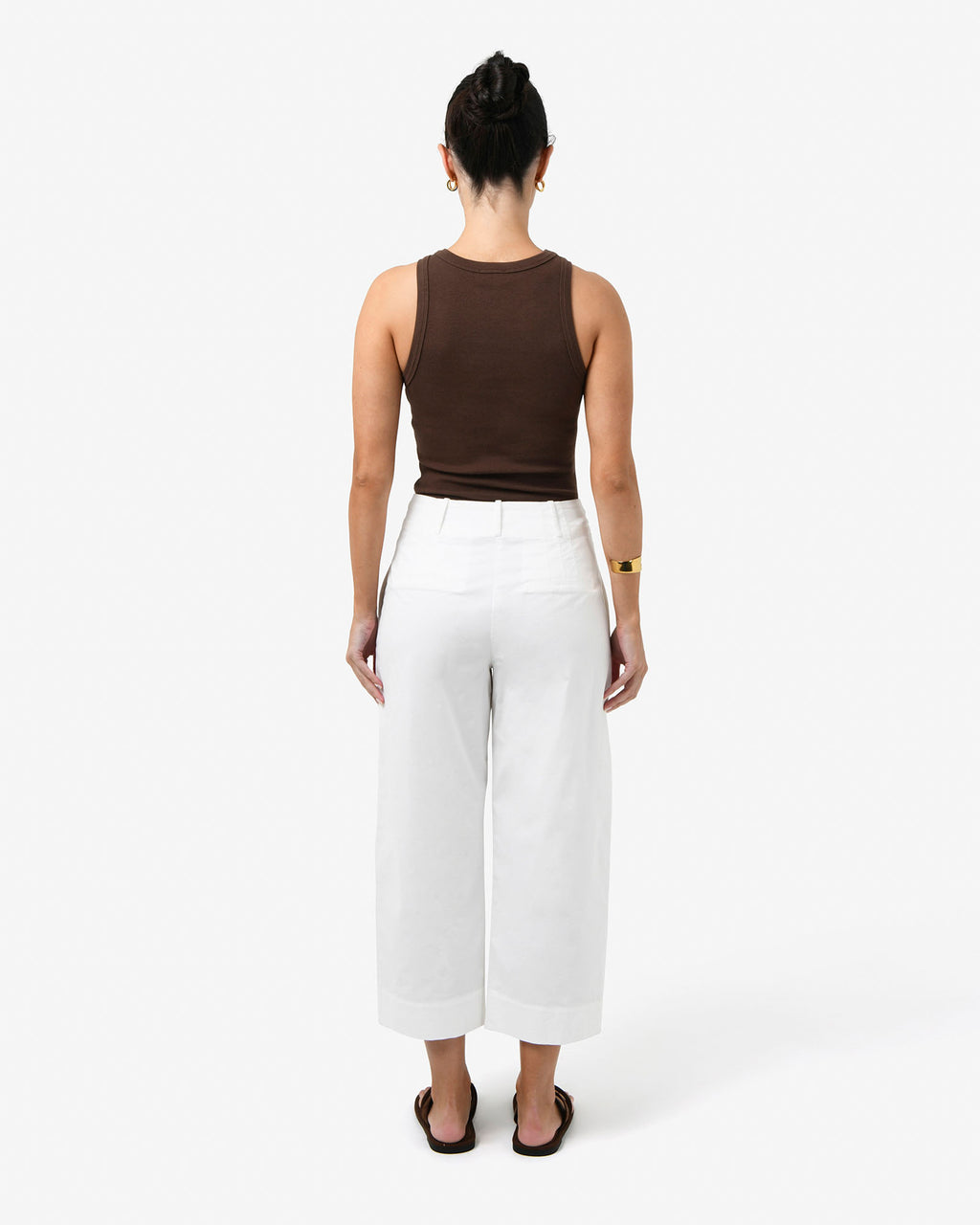 Dallas Barrel Leg Pants in ivory — back view