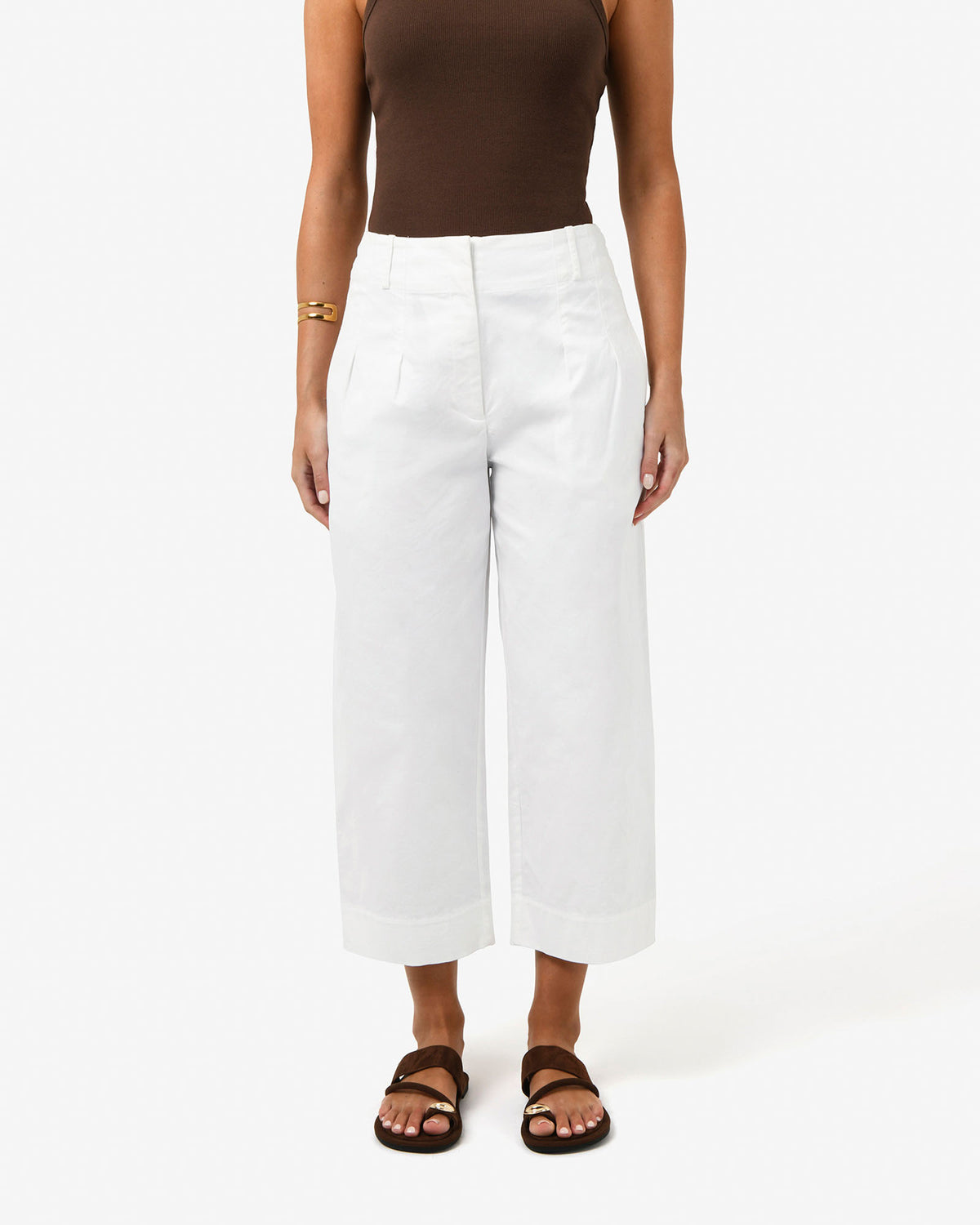 Dallas Barrel Leg Pants in ivory — close-up view