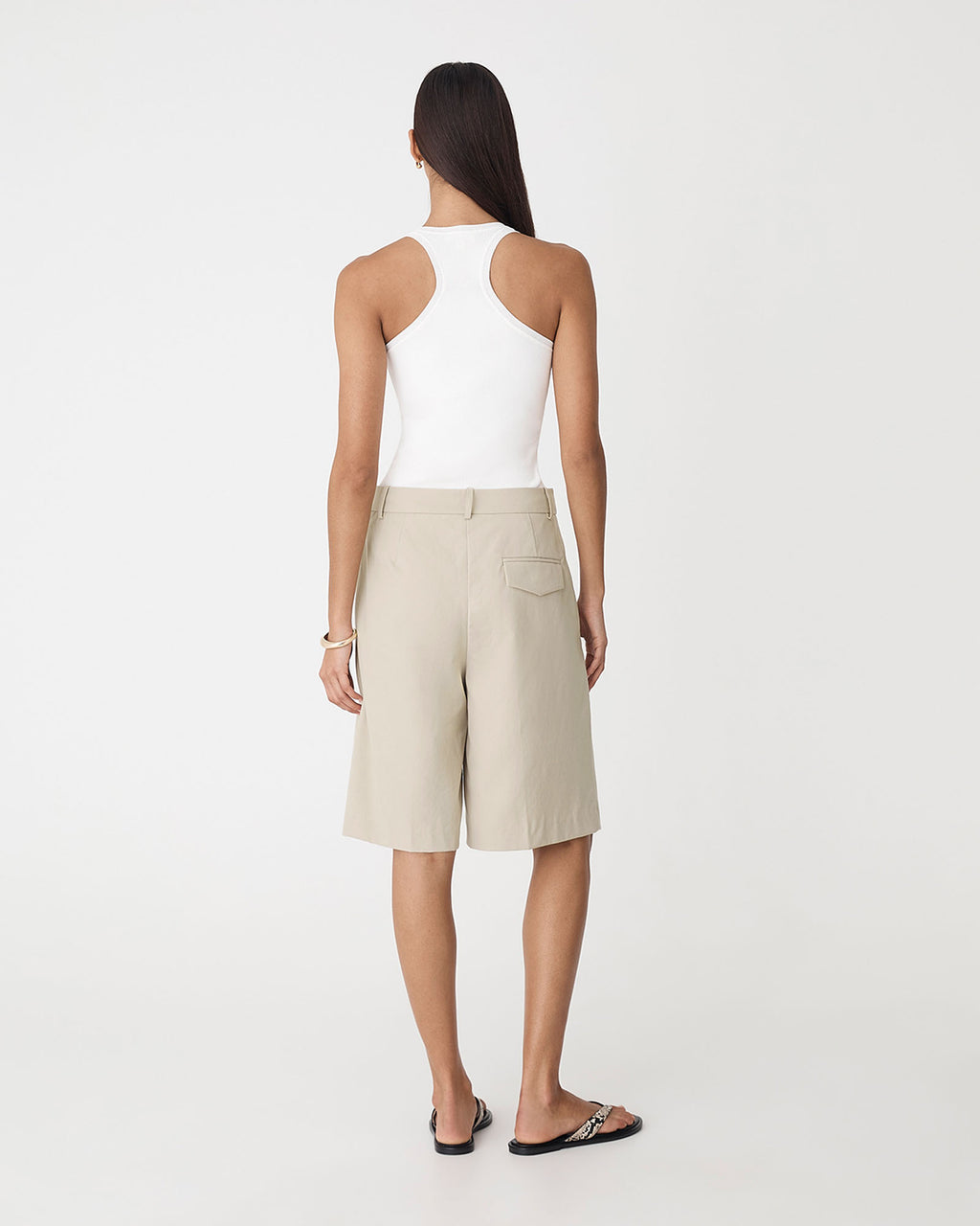 Sonique Tailored Short in sand — back view