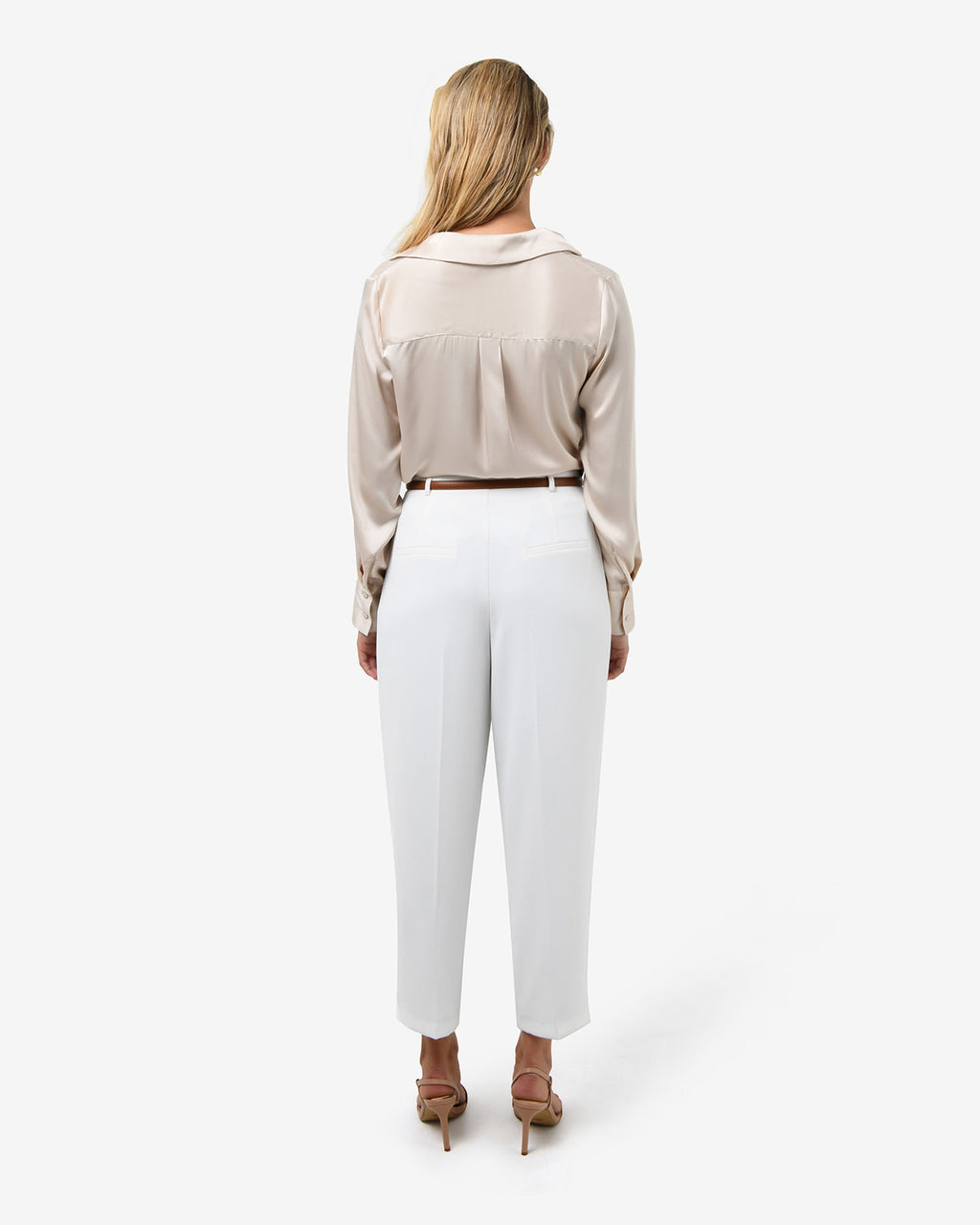 Ganni Tapered Pants in ivory — back view