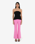 Belmore Crepe Flared Pants in bubblegum — full-length view