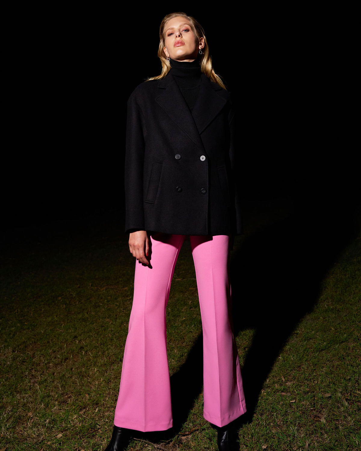 Belmore Crepe Flared Pants in bubblegum — alternate view
