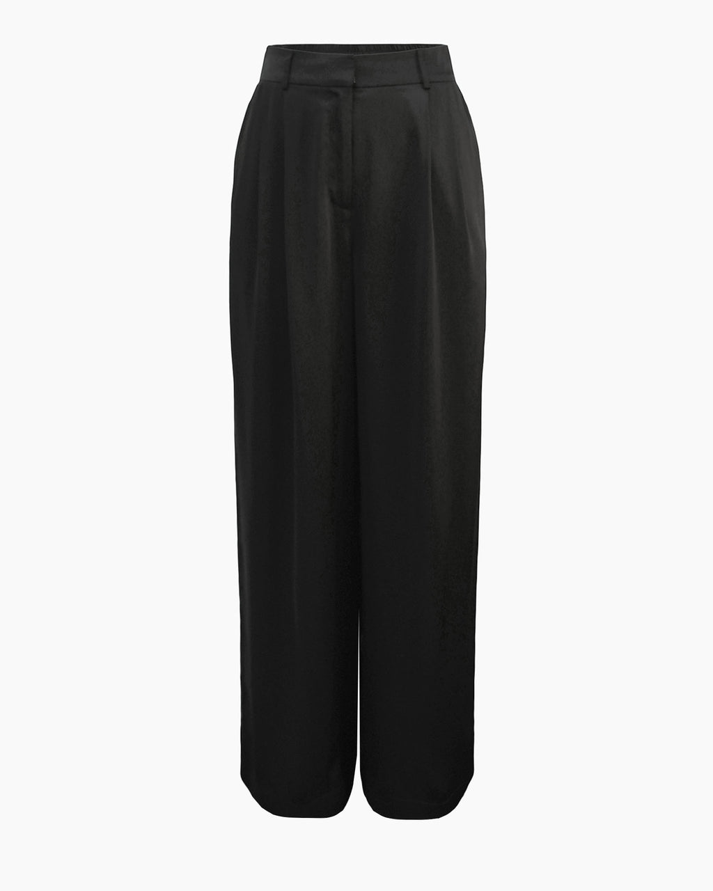 Valeria Wide Leg Satin Pants in black — product-only view