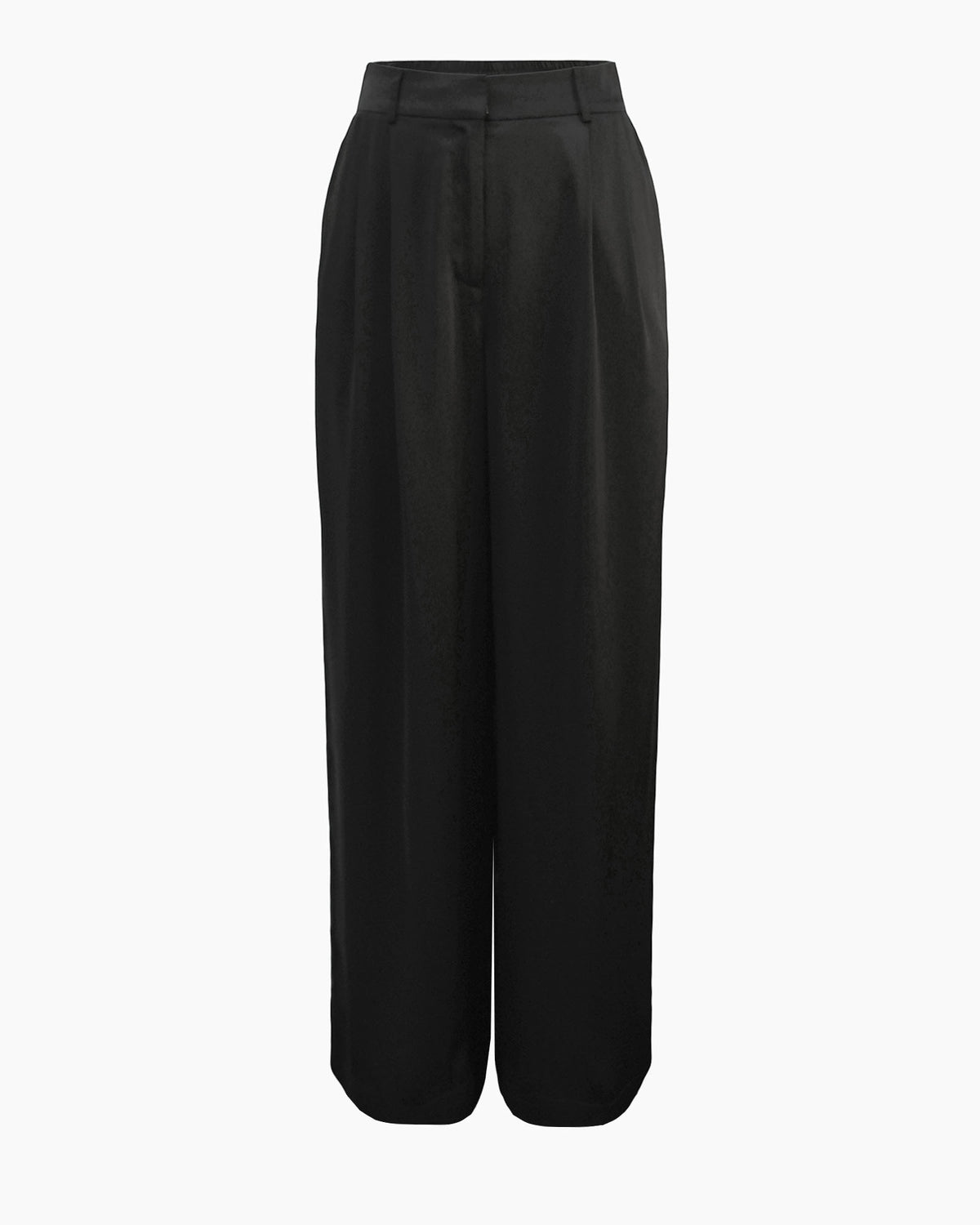 Valeria Wide Leg Satin Pants in black — product-only view