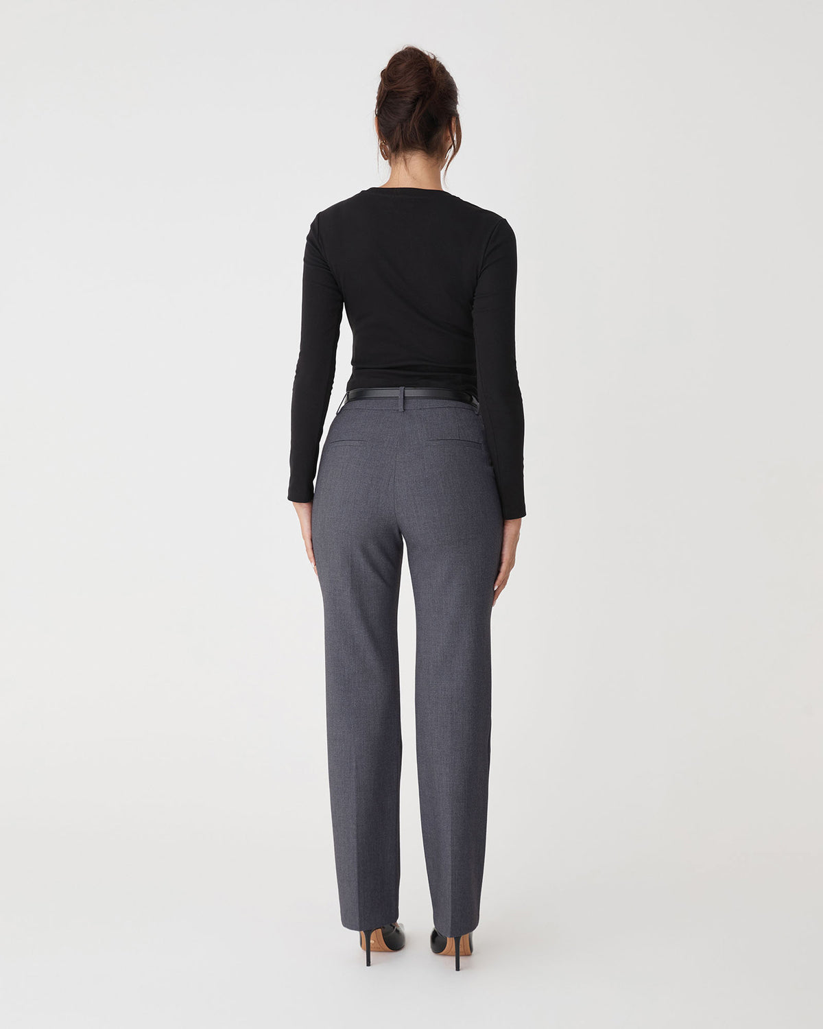 Merid Tailored Pants in dark grey — back view