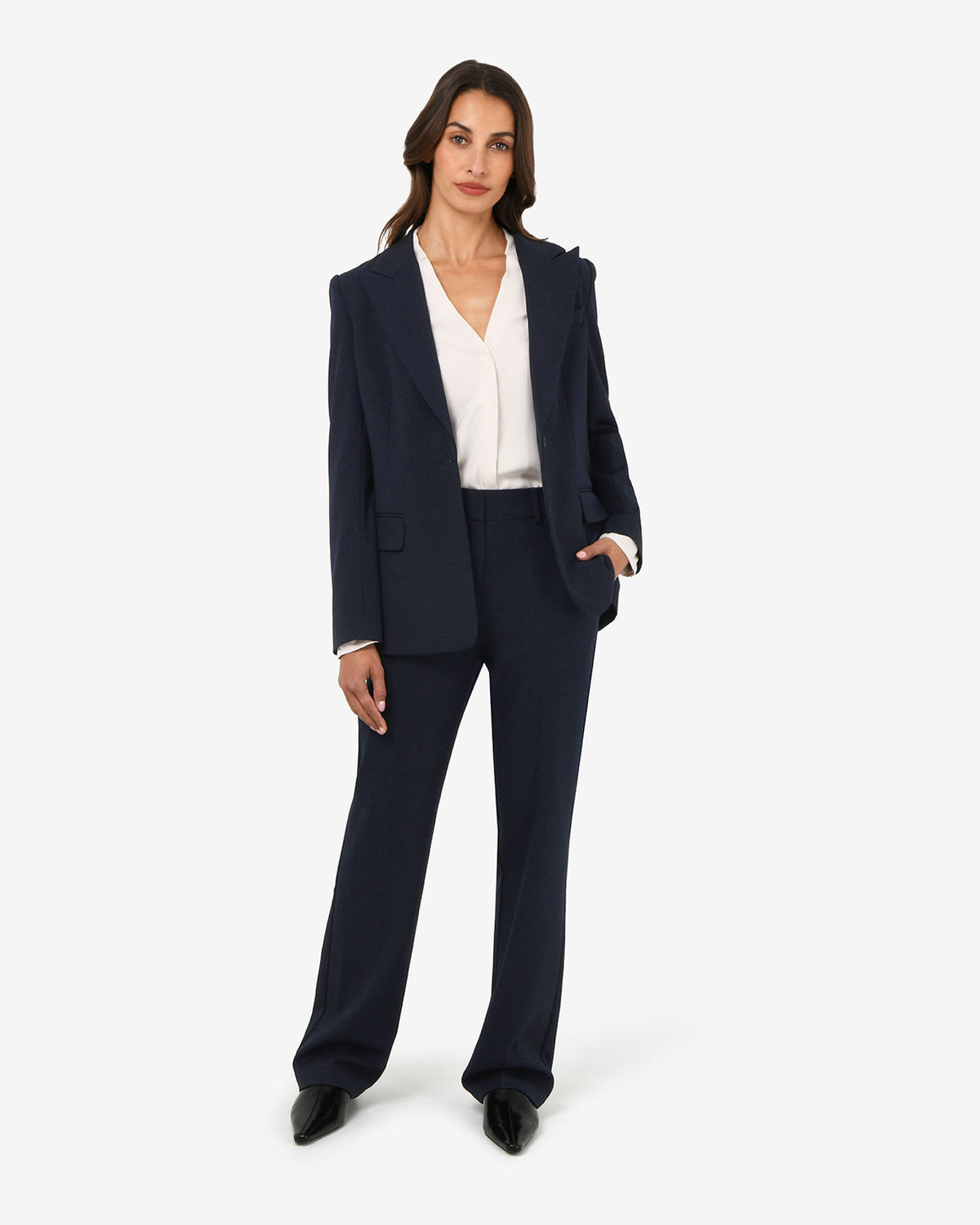 Merid Tailored Pants in navy — full-length view 2