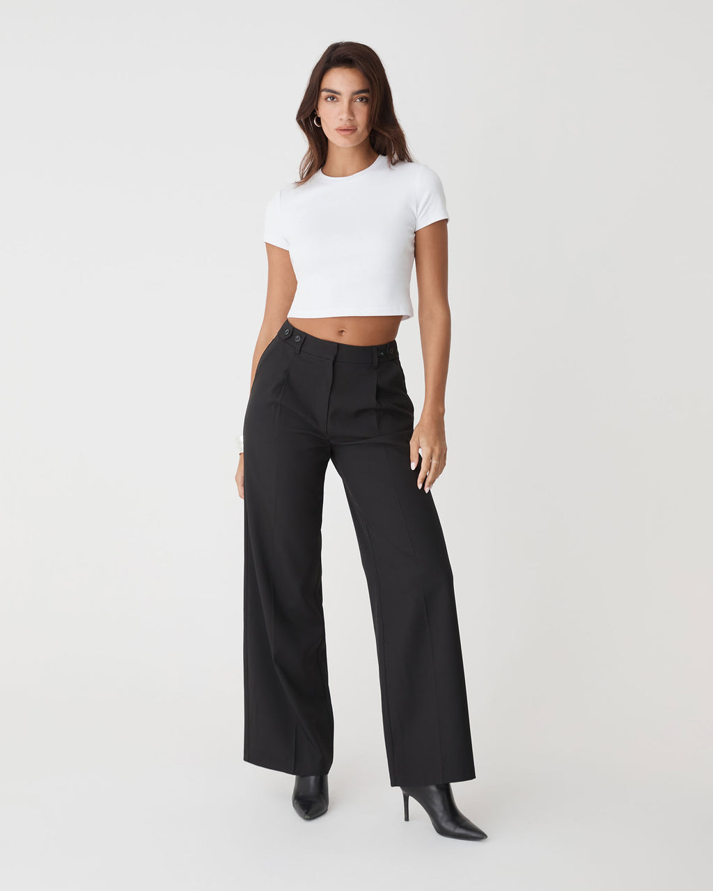 Abel Straight Leg Pants in black — full-length view
