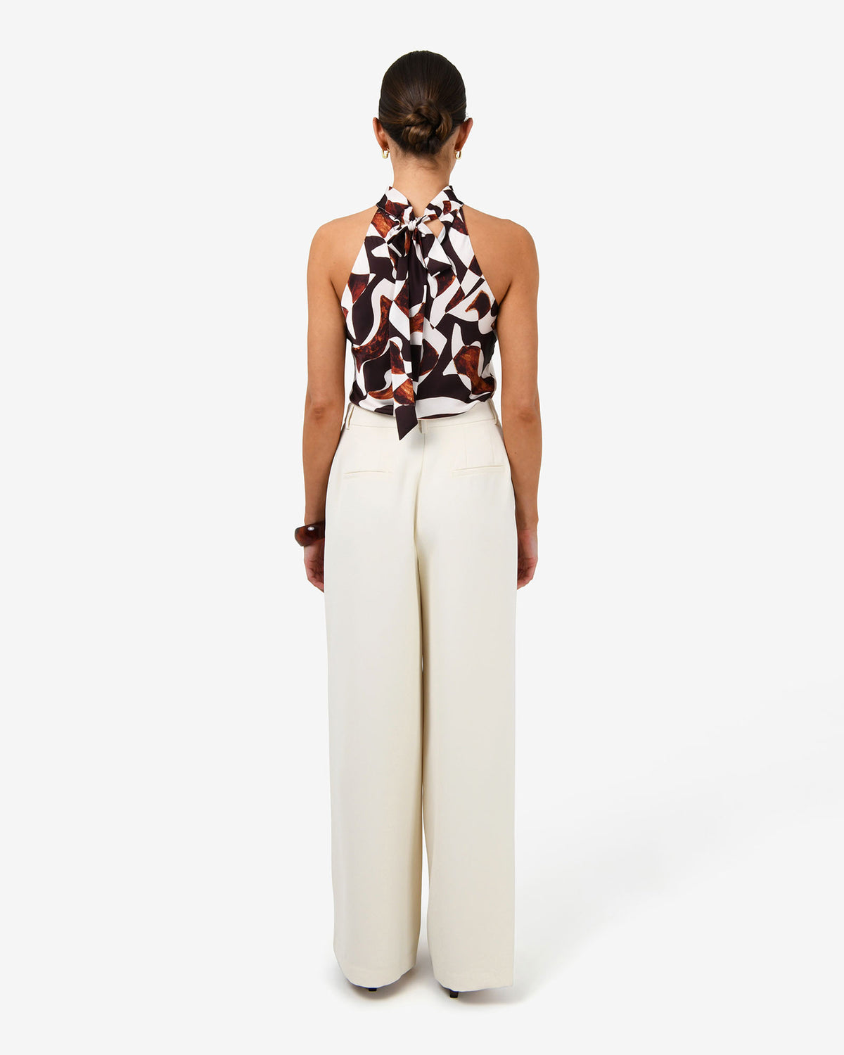 Jemima Wide Leg Pants in bone — back view