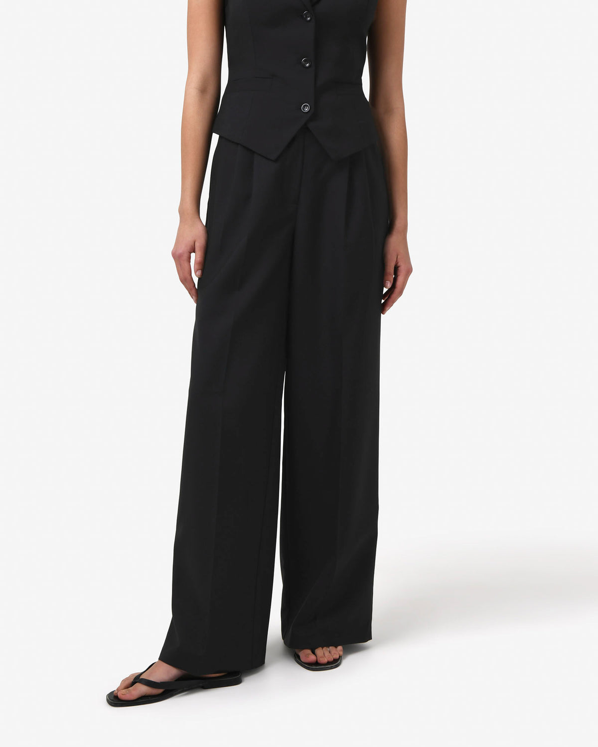 Amera 2 Wide Leg Tailored Pants in black — close-up view