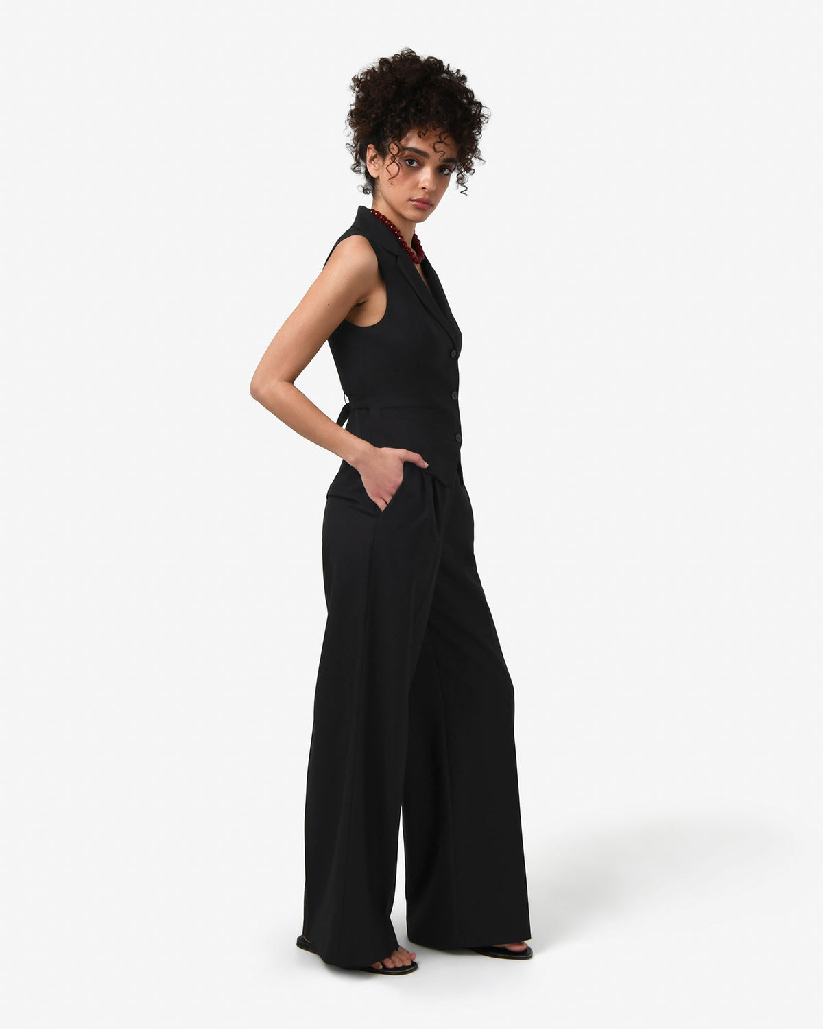 Amera 2 Wide Leg Tailored Pants in black — side view