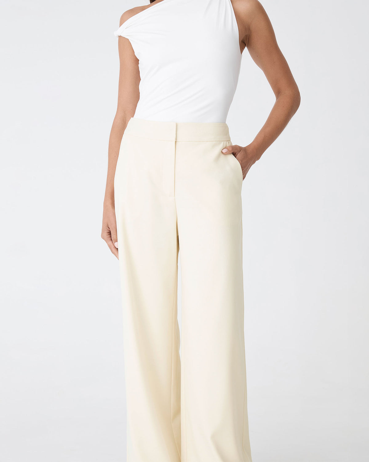 Rylan Wide Leg Pants in butter — close-up view 2
