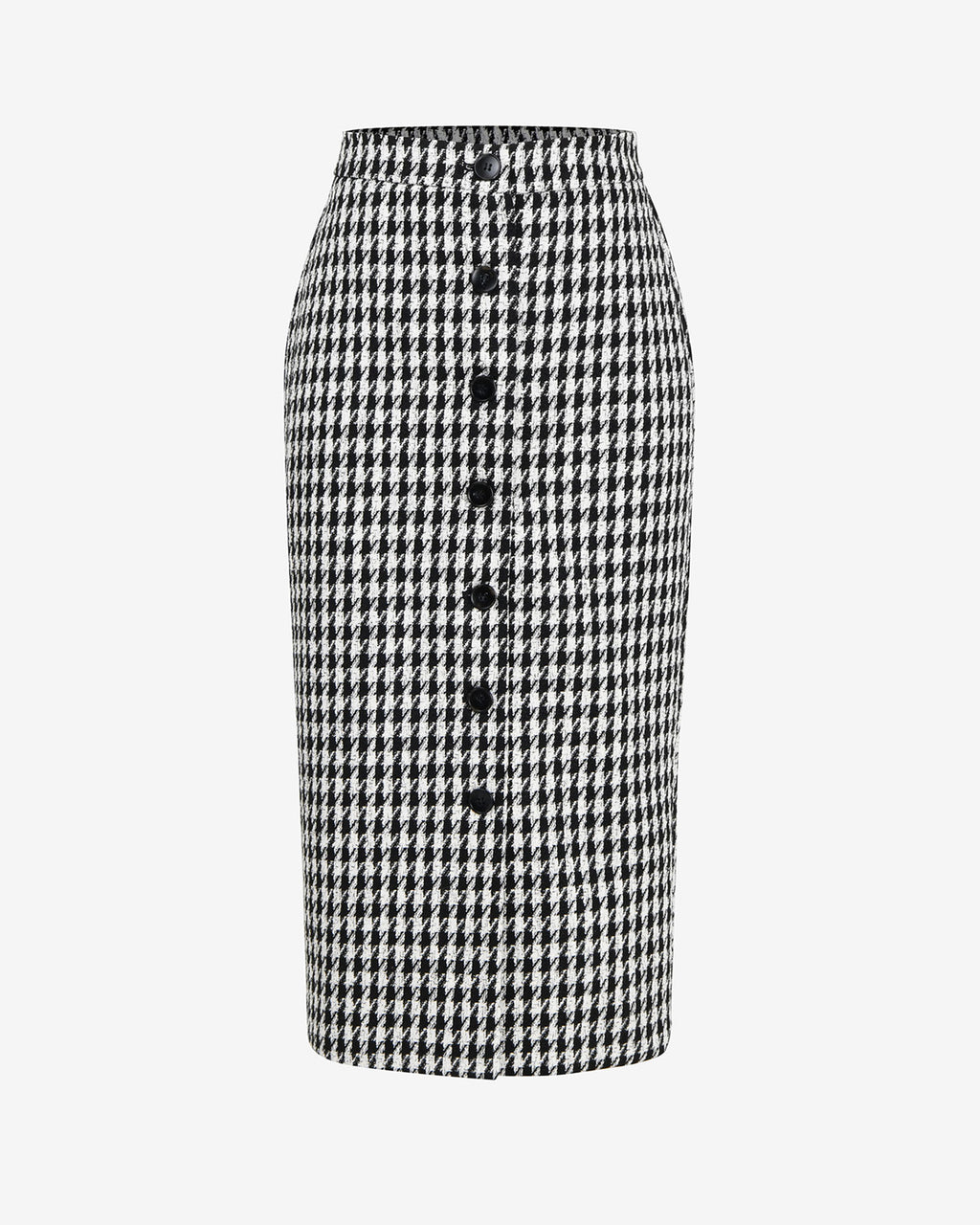 Bennet Houndstooth Midi Skirt in black ivory — product-only view