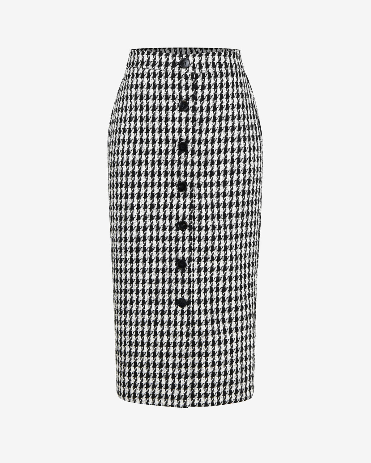Bennet Houndstooth Midi Skirt in black ivory — product-only view