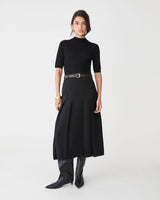 Evelyn Pleated Skirt in black — full-length view
