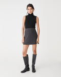 Lara A-Line Mini Skirt in charcoal — full-length view
