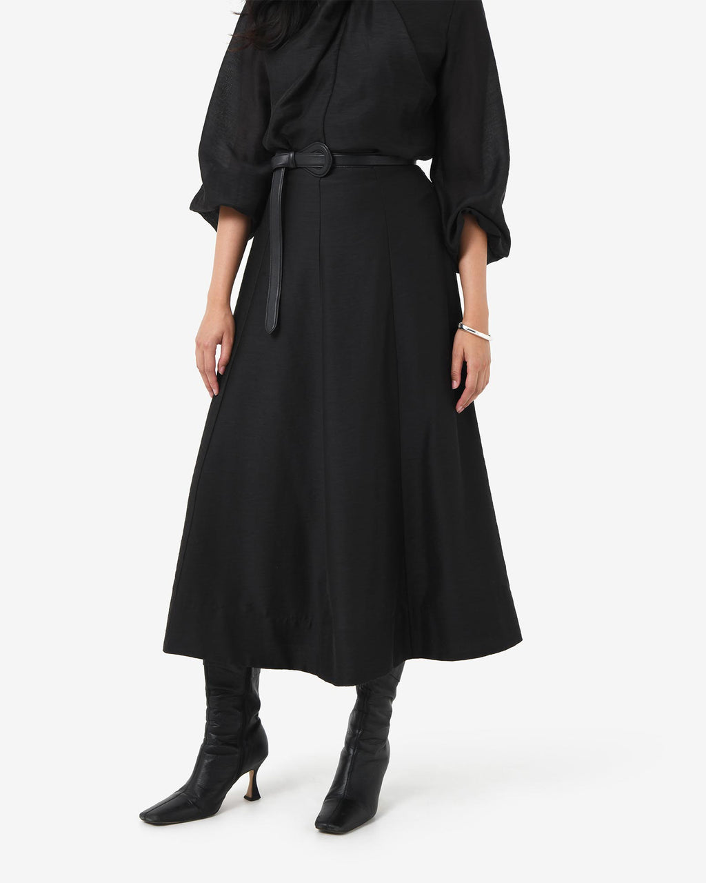 Bellini Panel Maxi Skirt in black — close-up view