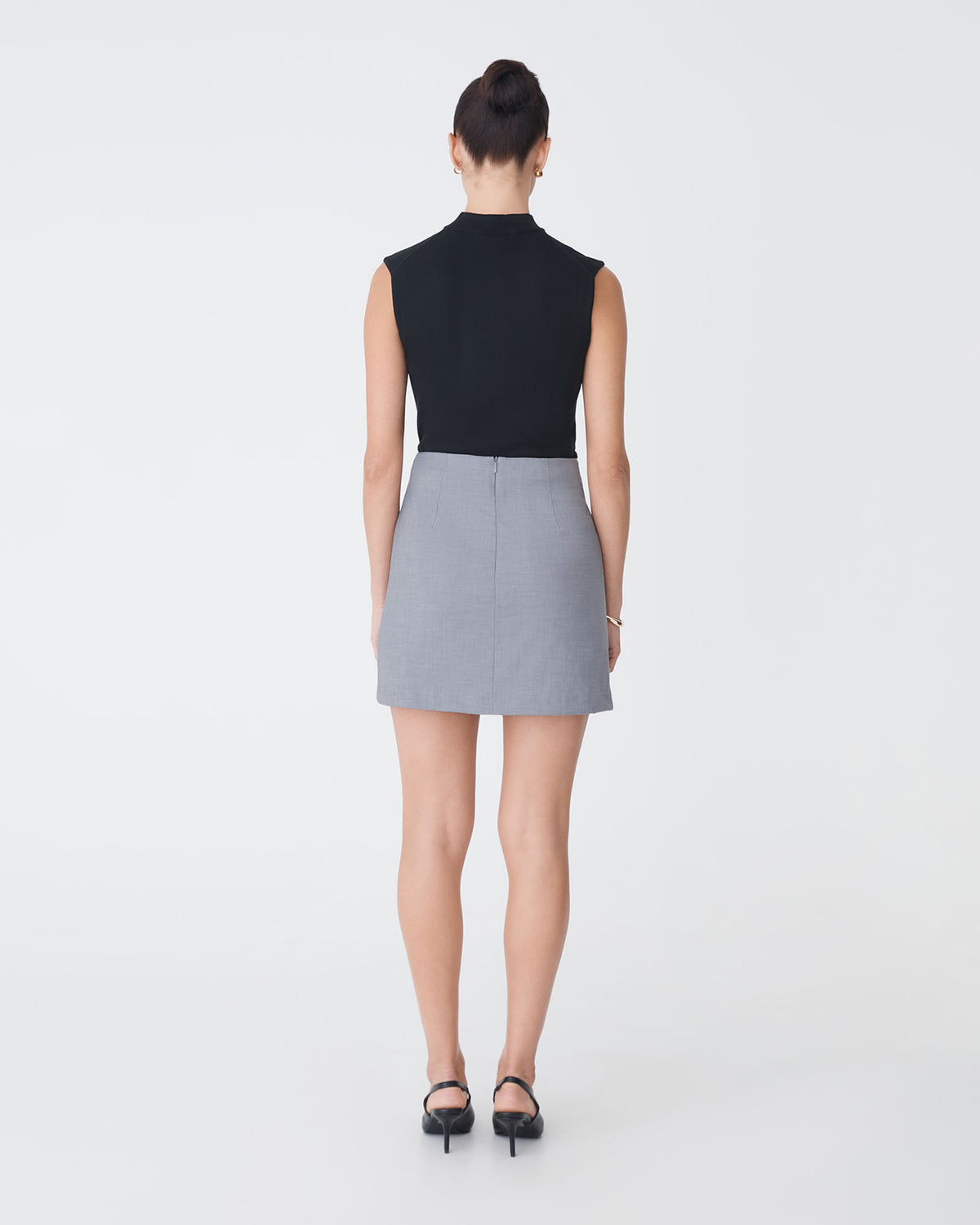 Aaria Asymmetric Skirt in steel — back view