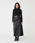Giselle Panel PU Skirt in black — full-length view