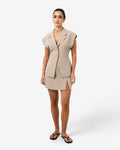 Milton Mini Skort in khaki — full-length view