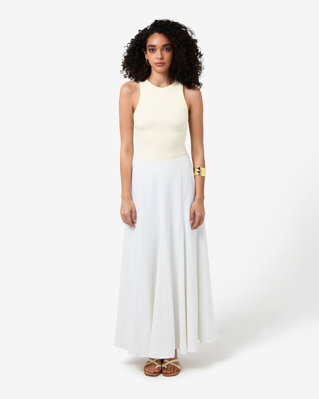 Carissa Godet Skirt in white — full-length view